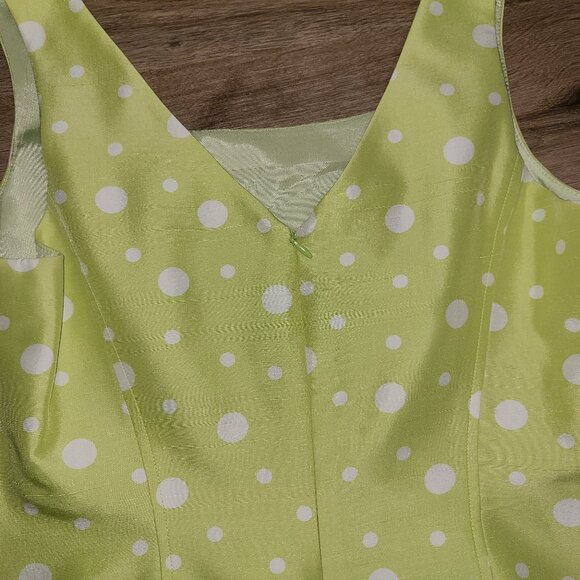 Teri Jon Rickie Freeman 8 Sheath Dress 100% Silk Polka dot Sleeveless Ruffle - Picture 3 of 4